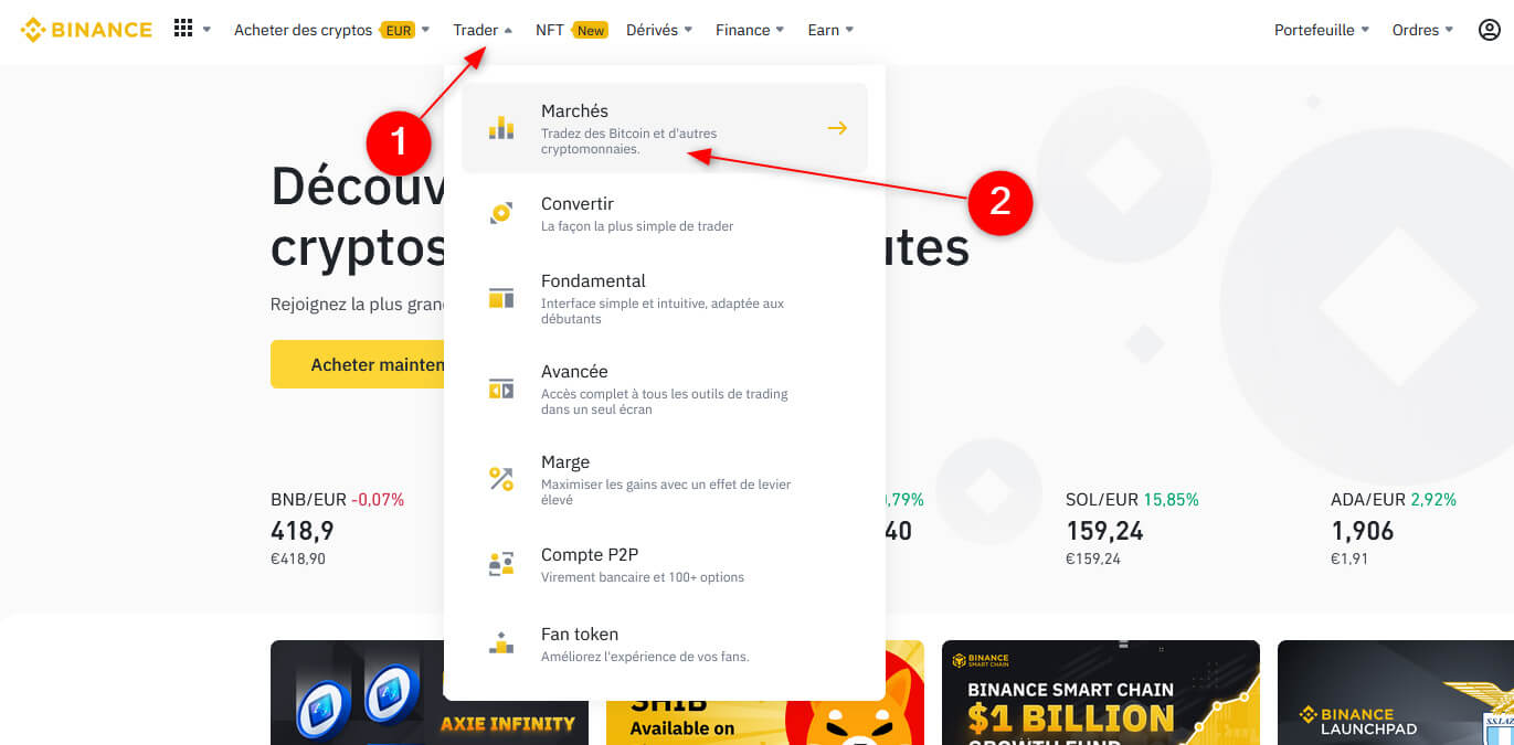 Trader crypto Binance