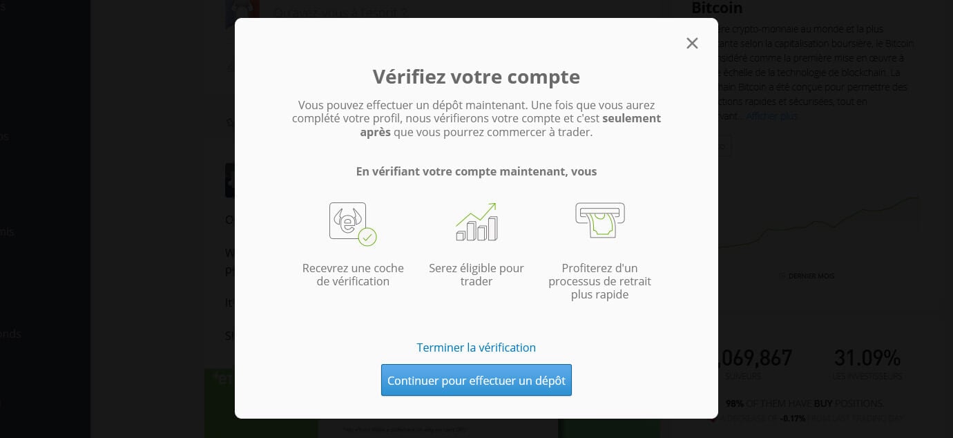 Vérification identité eToro