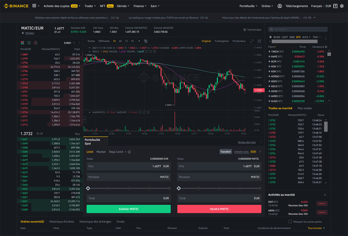 Acheter Matic Polygon Binance