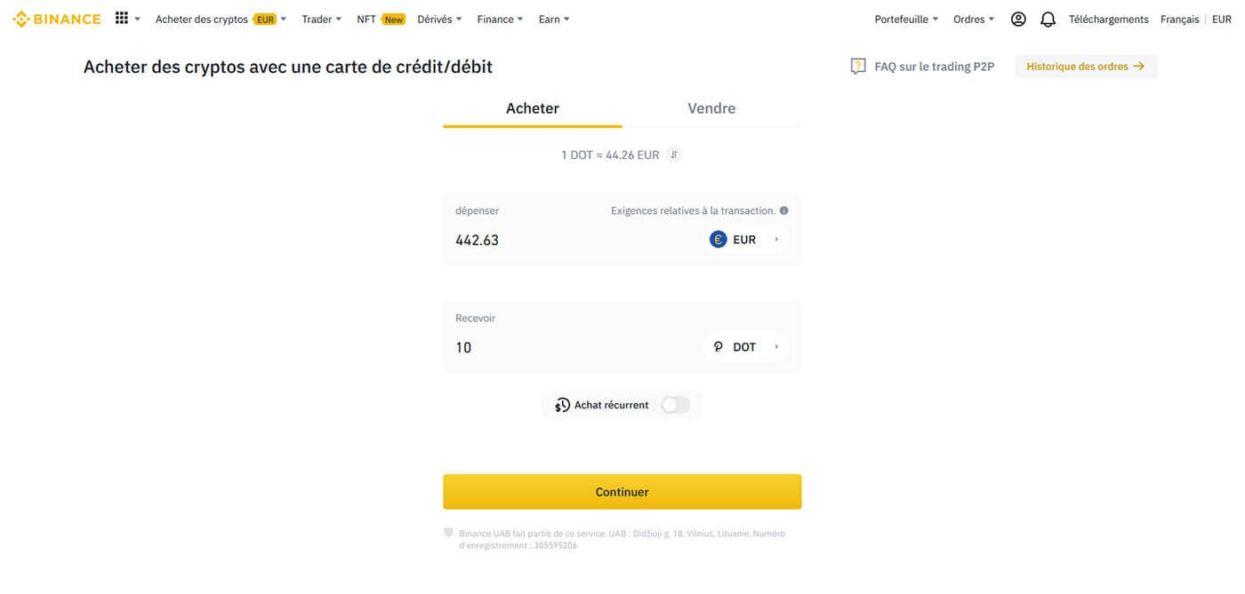 Acheter Polkadot Carte Bancaire Binance