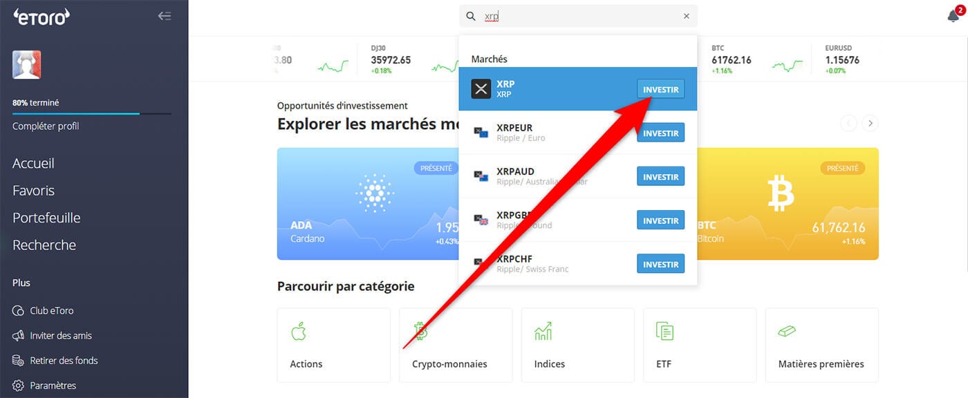 Investir Ripple XRP eToro