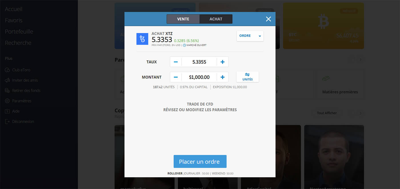 Acheter Tezos XTZ eToro
