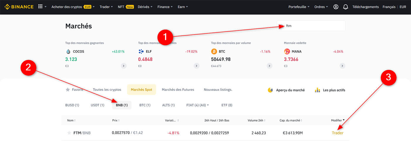 Trading Fantom FTM Binance