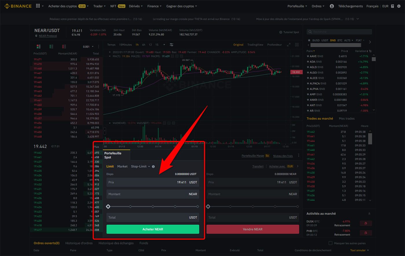 Acheter tokens NEAR Protocol