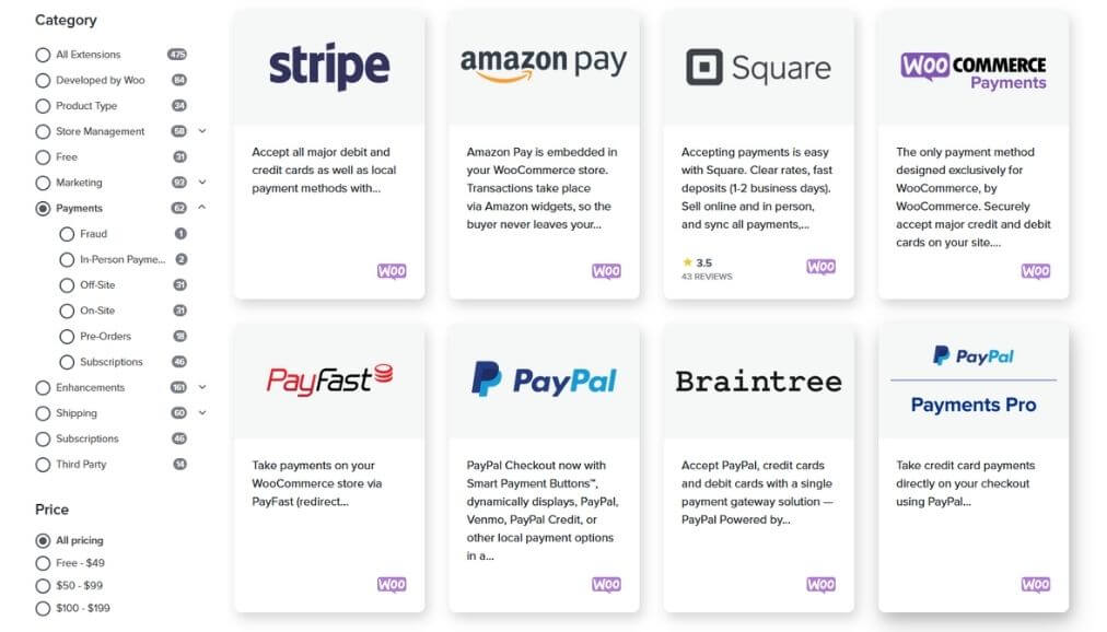 Extensions pour les paiements avec WooCommerce