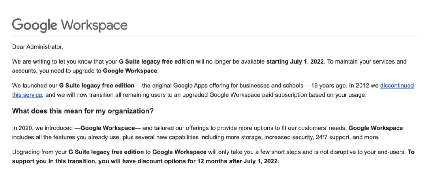 Google abandona su G Suite