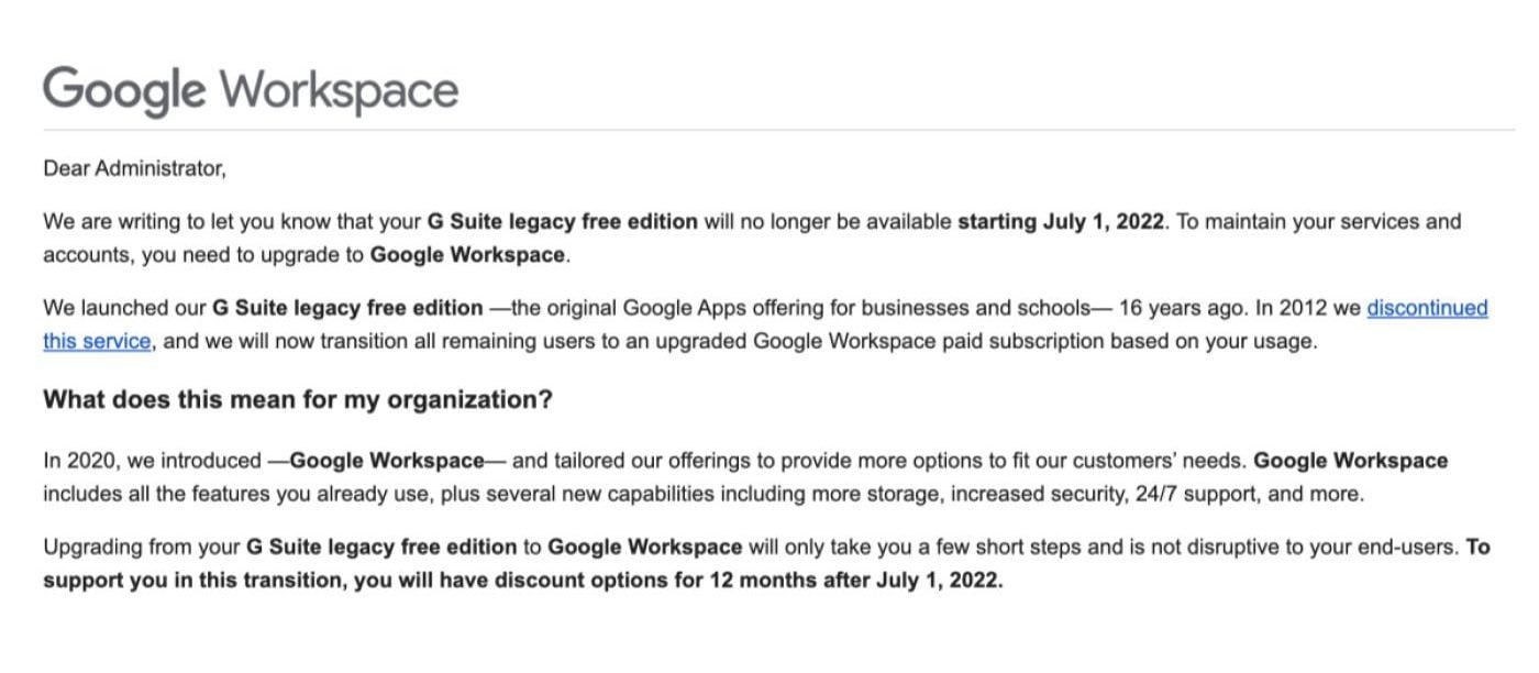 Google abandonne sa G Suite