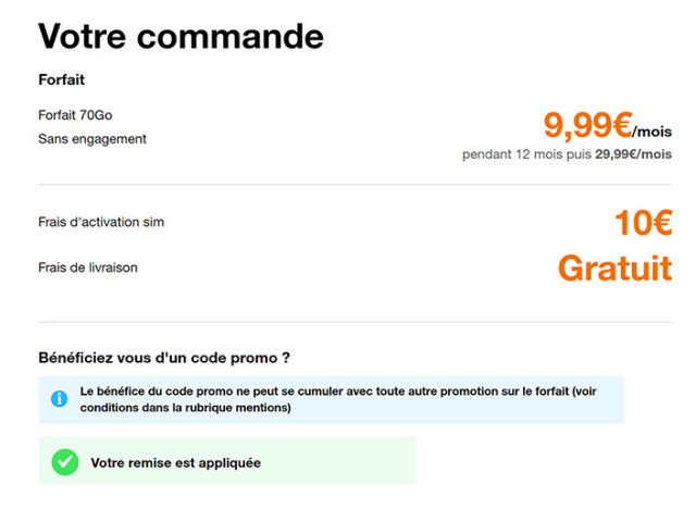 Commande forfait Orange