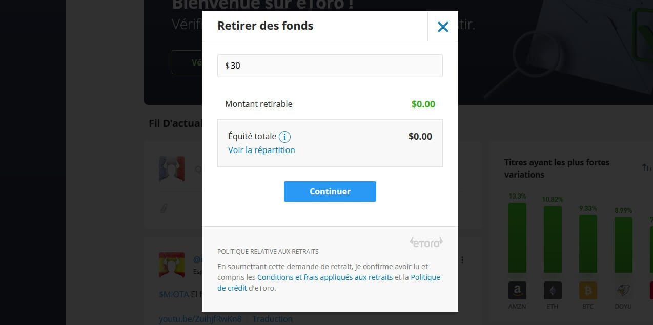 Retrait fonds eToro