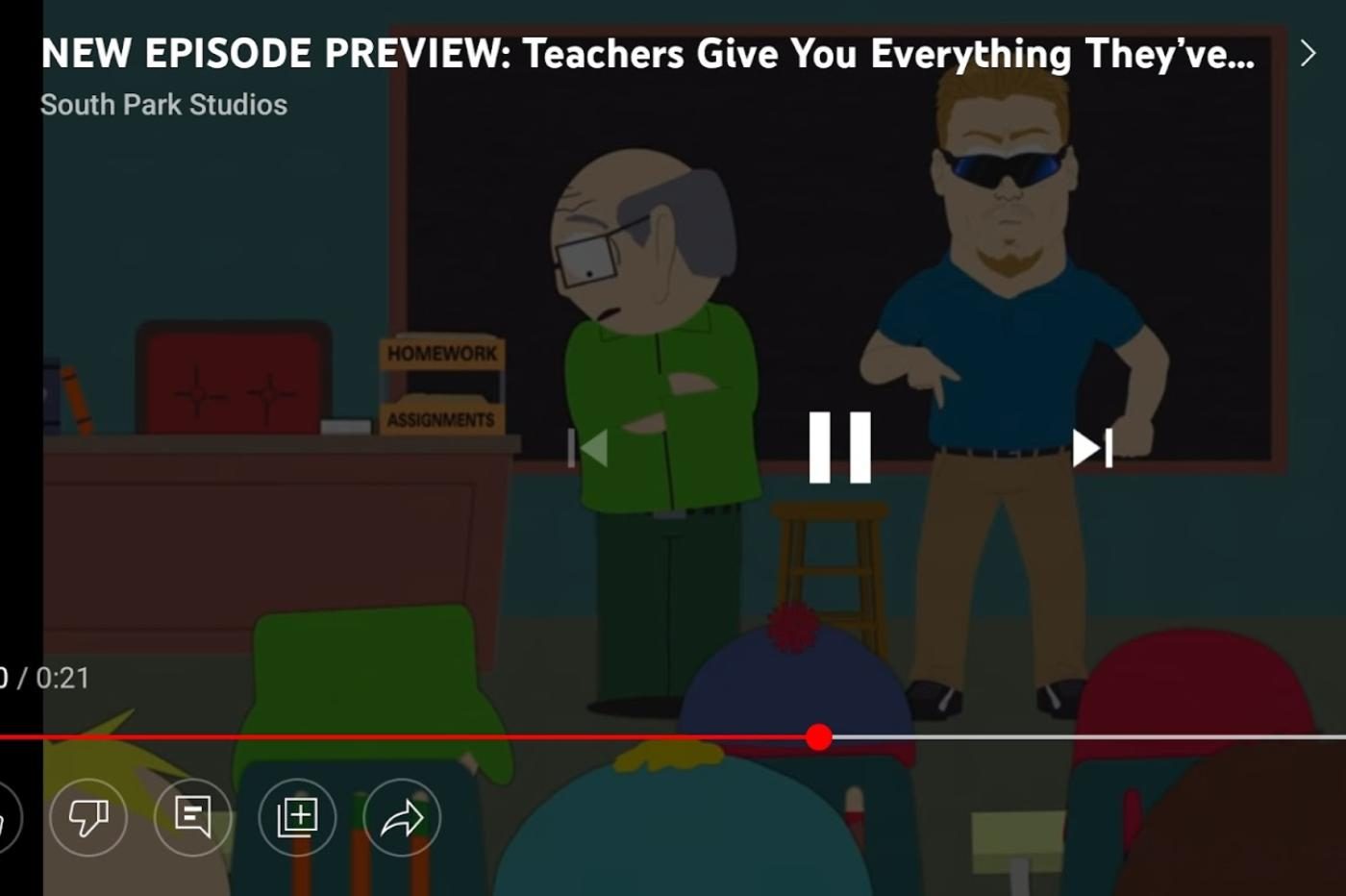 South Park Youtube affichage