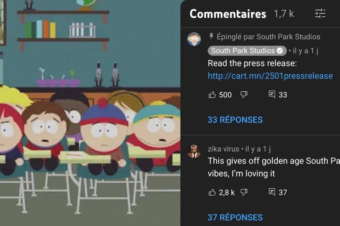 South Park Youtube commentaire 