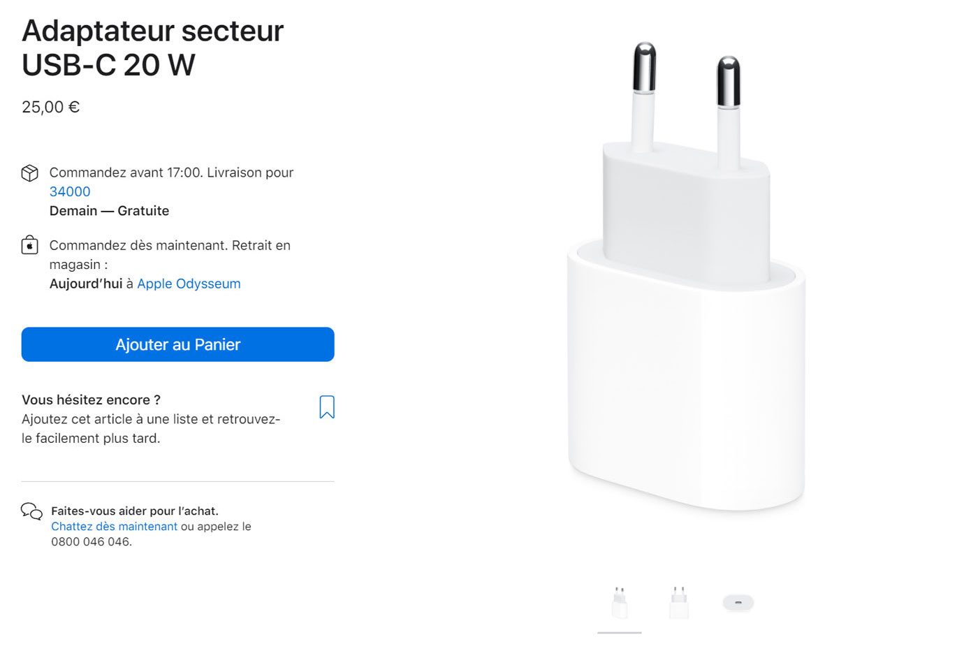 Apple adaptateur secteur Apple Store