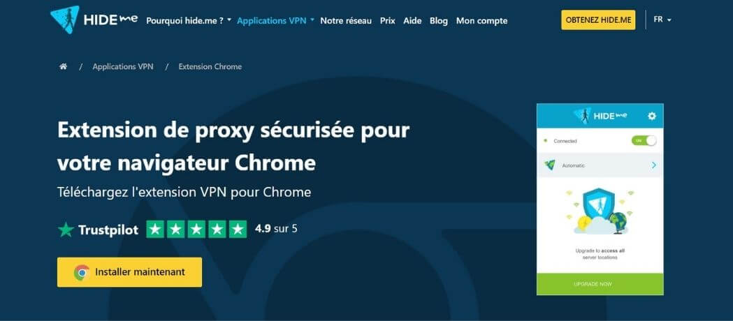 Hide.me pour Google Chrome