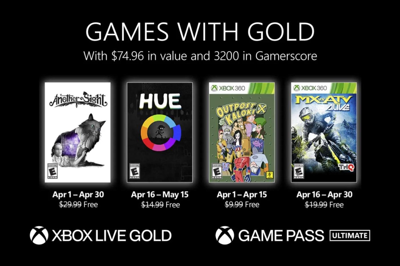 xbox live gold jeux gratuits avril