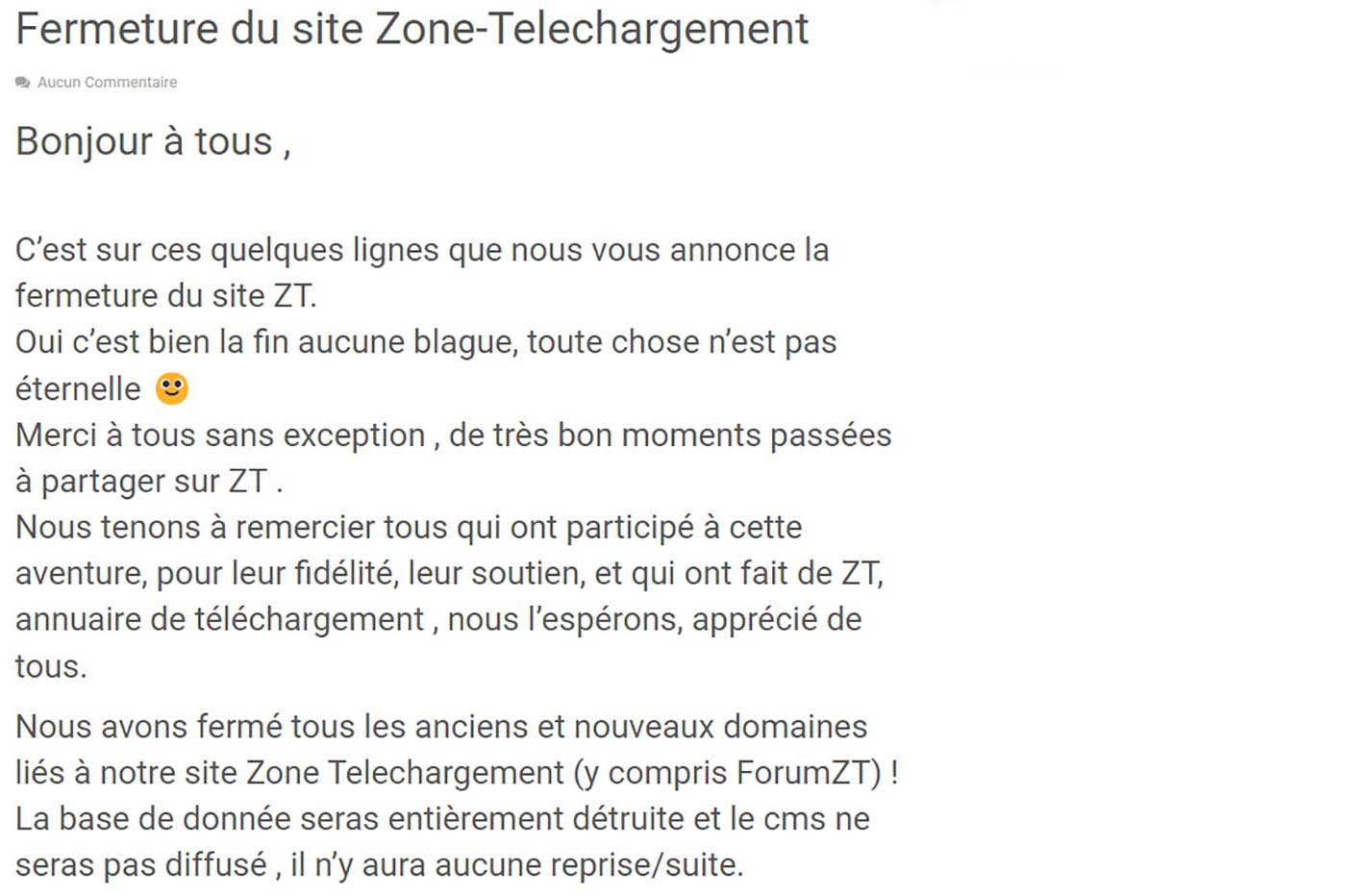 Message Zone-Telechargement