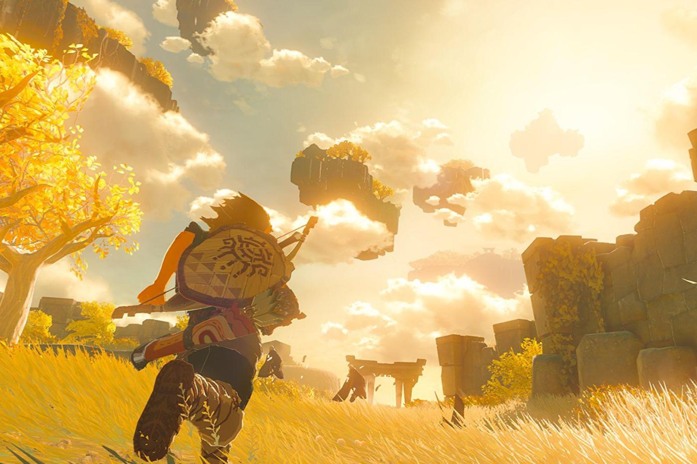 Capture d'écran du trailer de Breath of the Wild 2 ou Link cours dans une plaine éclairée