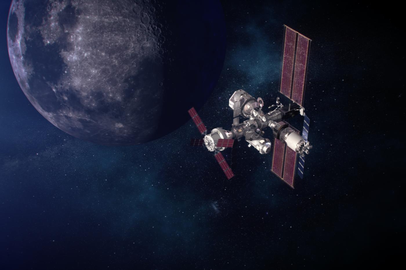 Une vue d'artiste du Lunar Gateway du programme artemis