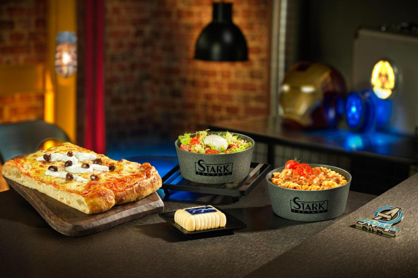 Promotional image of the food offered in the Stark Factory restaurant