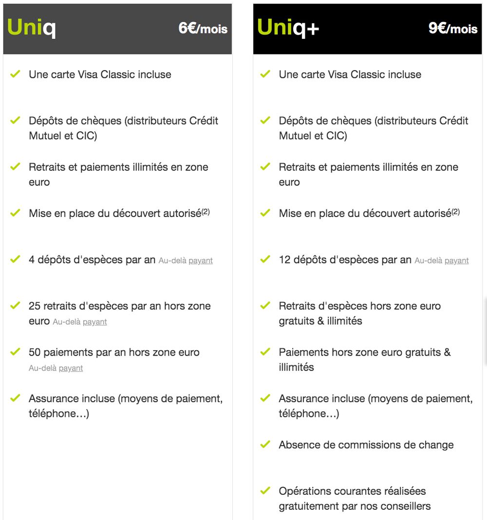 Monabanq Uniq vs Uniq+ : quel compte courant est le meilleur