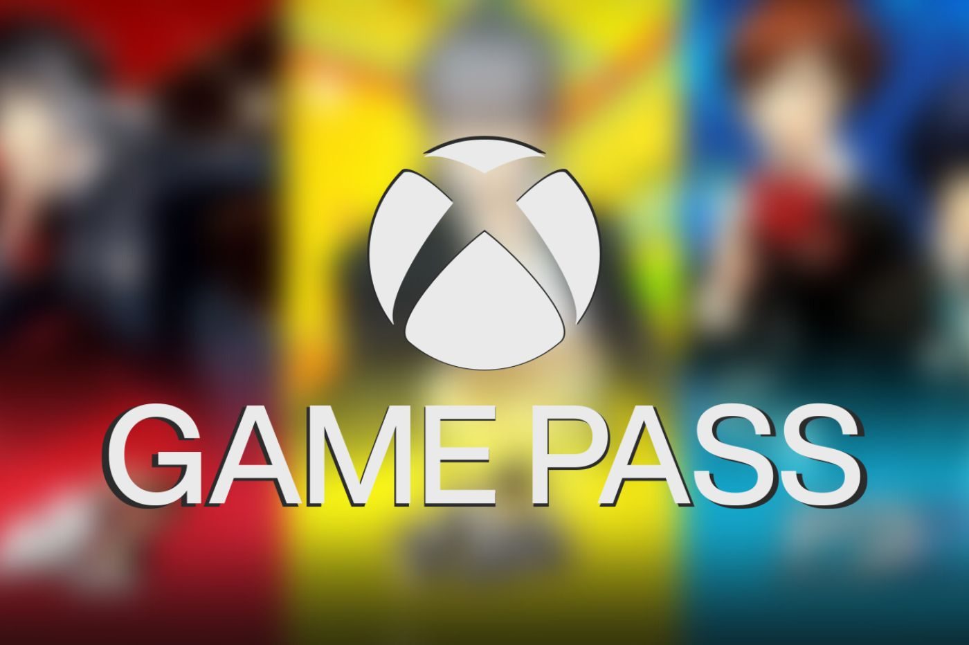 Logo Game Pass devant les images de Persona 3, 4 et 5 floutées en fond