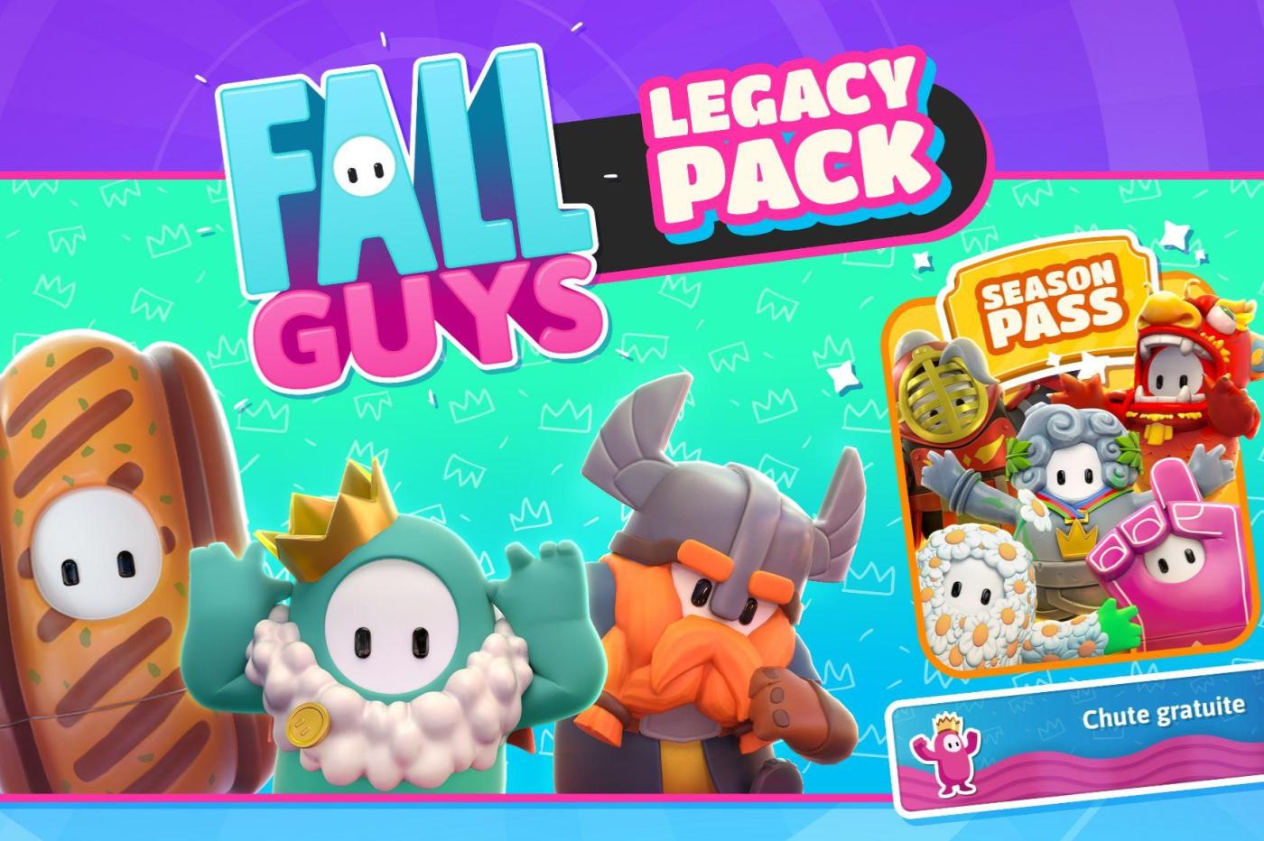 Das Werbebild des Fall Guys Legacy Packs, das den Besitzern des Originalspiels gegeben wird.