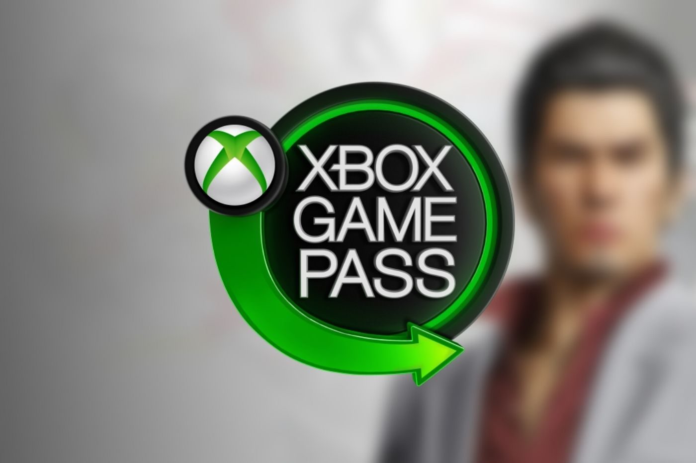 Logo du Xbox Game Pass avec une image de Yakuza floutée en fond