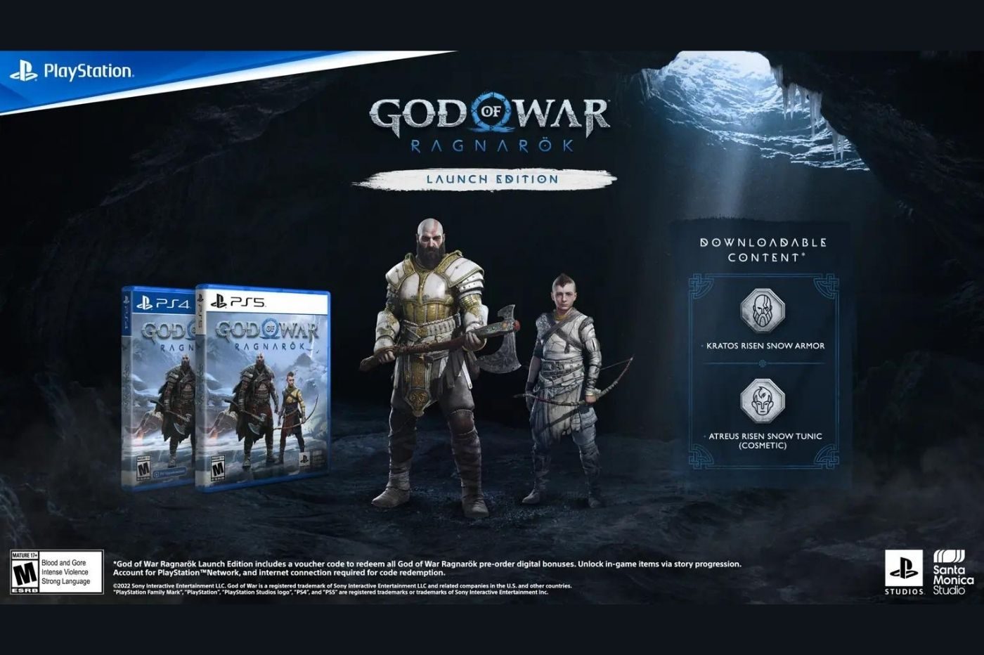 Imagen promocional de una edición especial de God of War y sus contenidos.