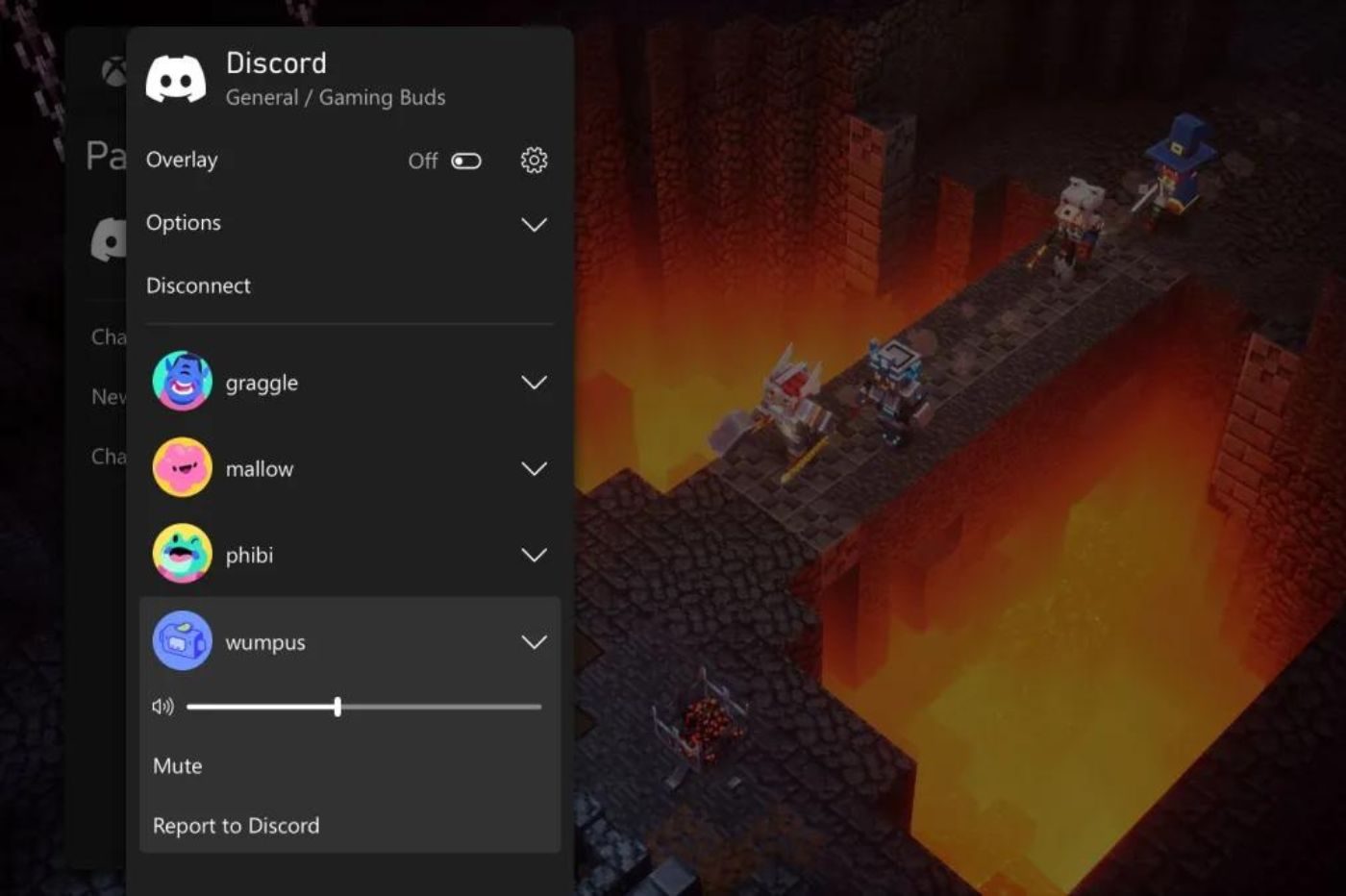 Voici l'interface intégrée de Discord sur Xbox 