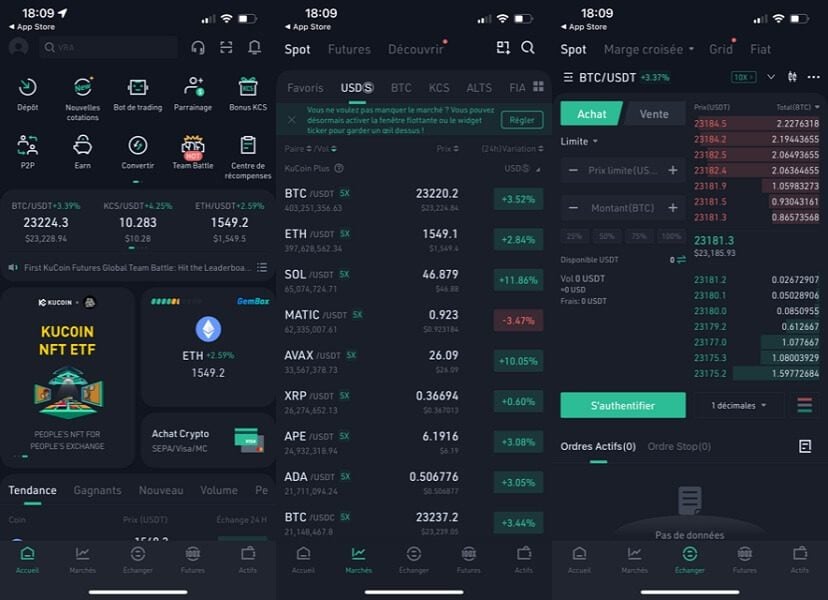 interface mobile kucoin