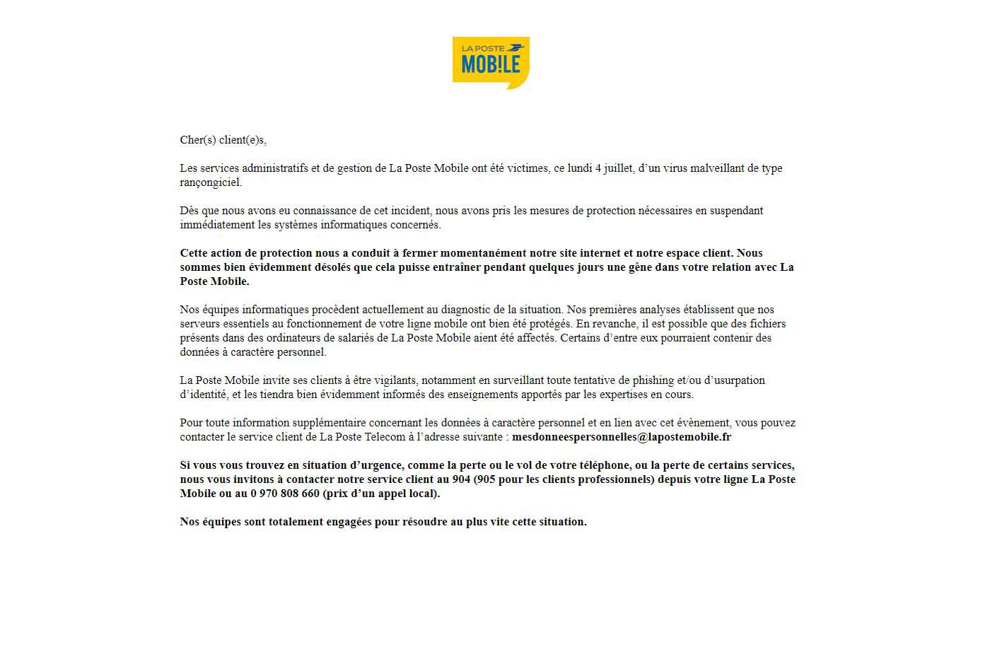 La Poste Mobile virus