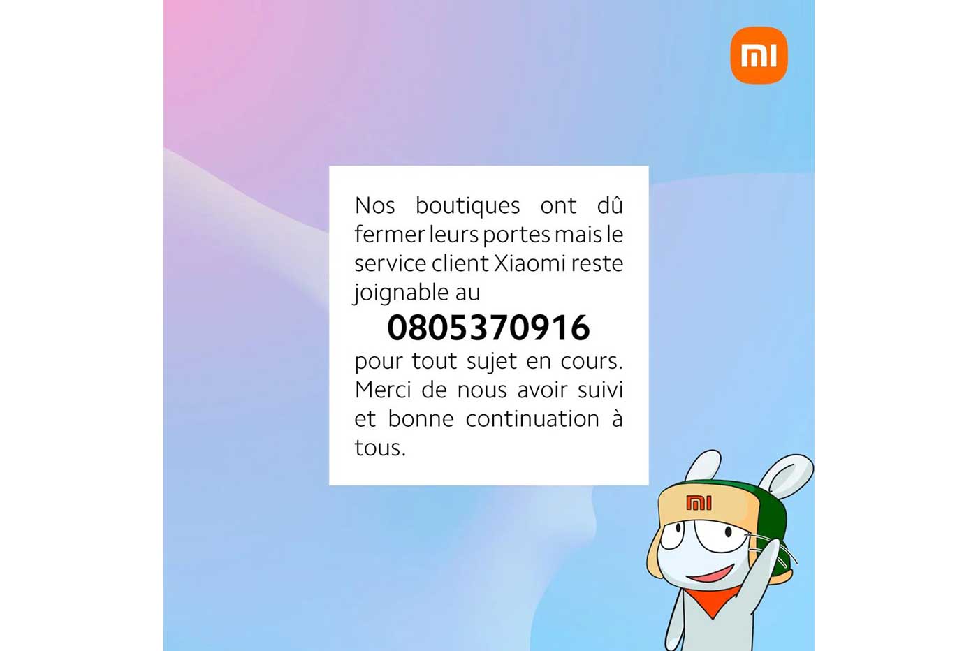 Xiaomi fermeture boutique