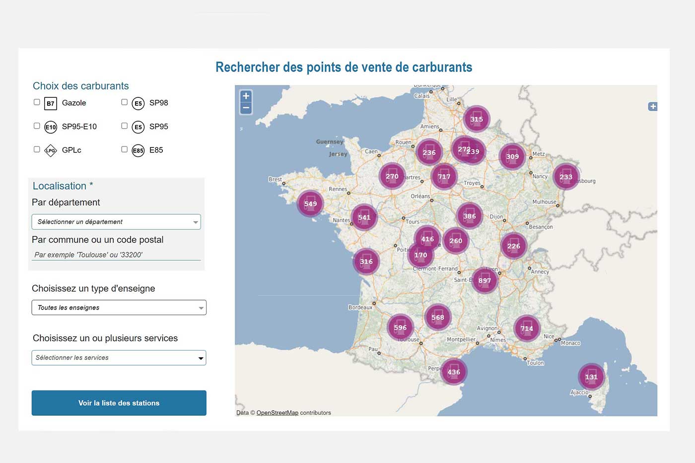 Carburant carte gouvernement