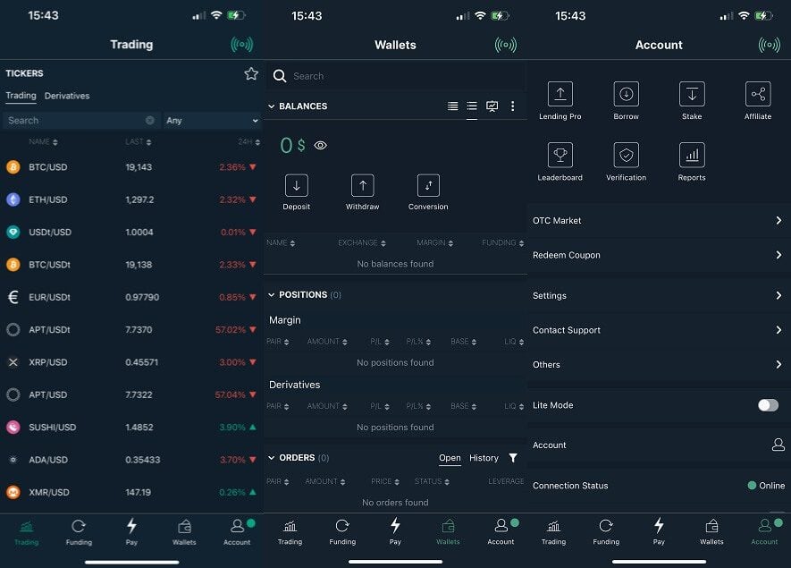 interface mobile bitfinex