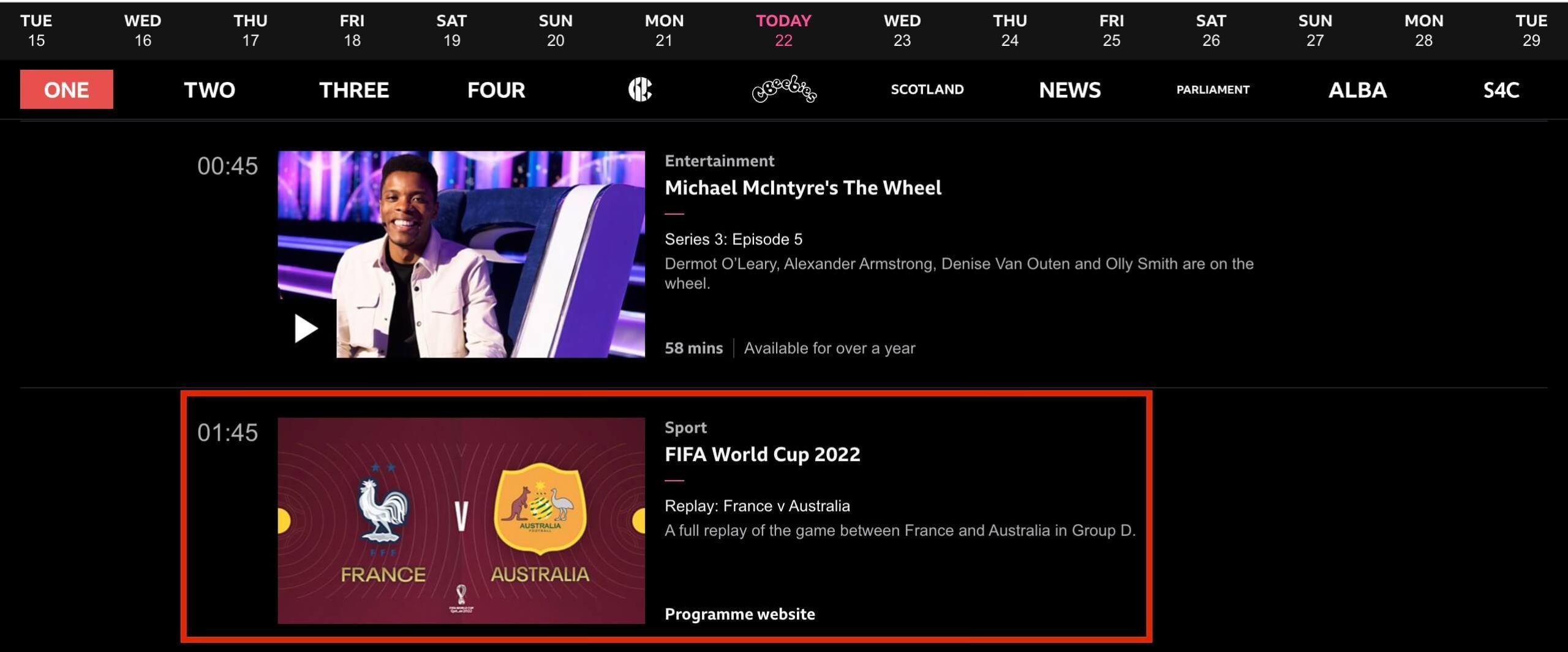 France Australie en direct sur BBC iPlayer