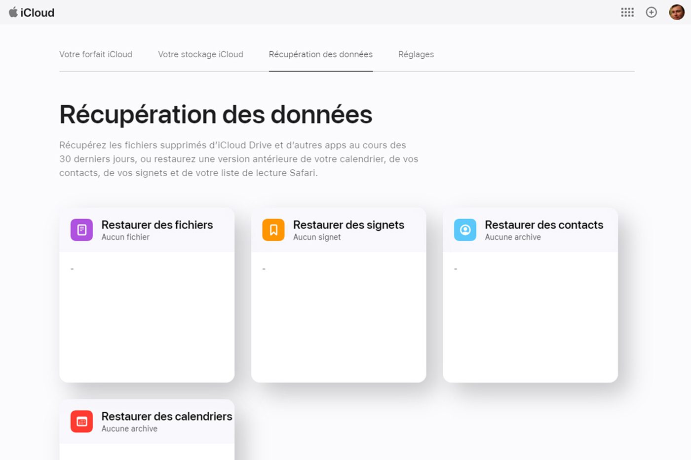 iCloud récupération des données