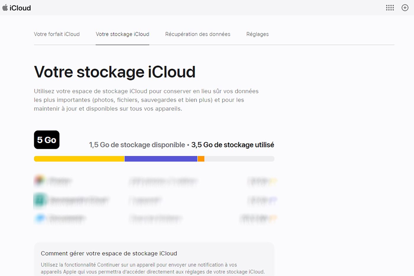 stockage iCloud