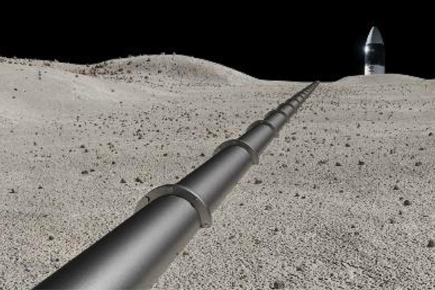 un rendu d'un concept de pipeline à oxygène sur la Lune