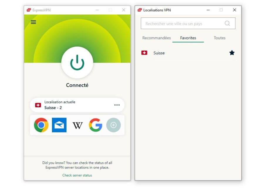 Application ExpressVPN gratuit pour la Suisse