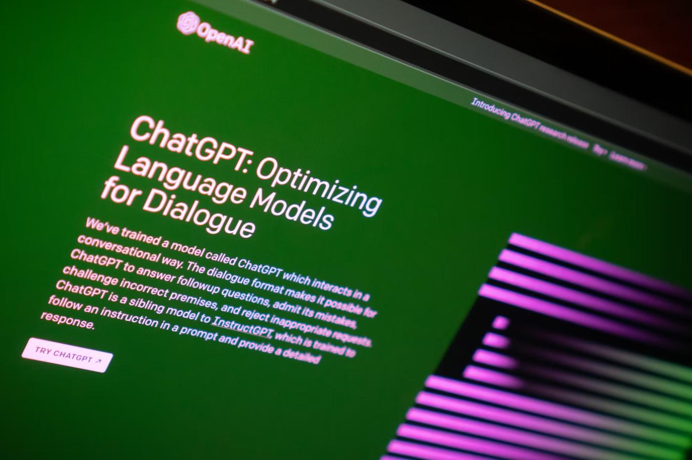 Une photo du site web de ChatGPT