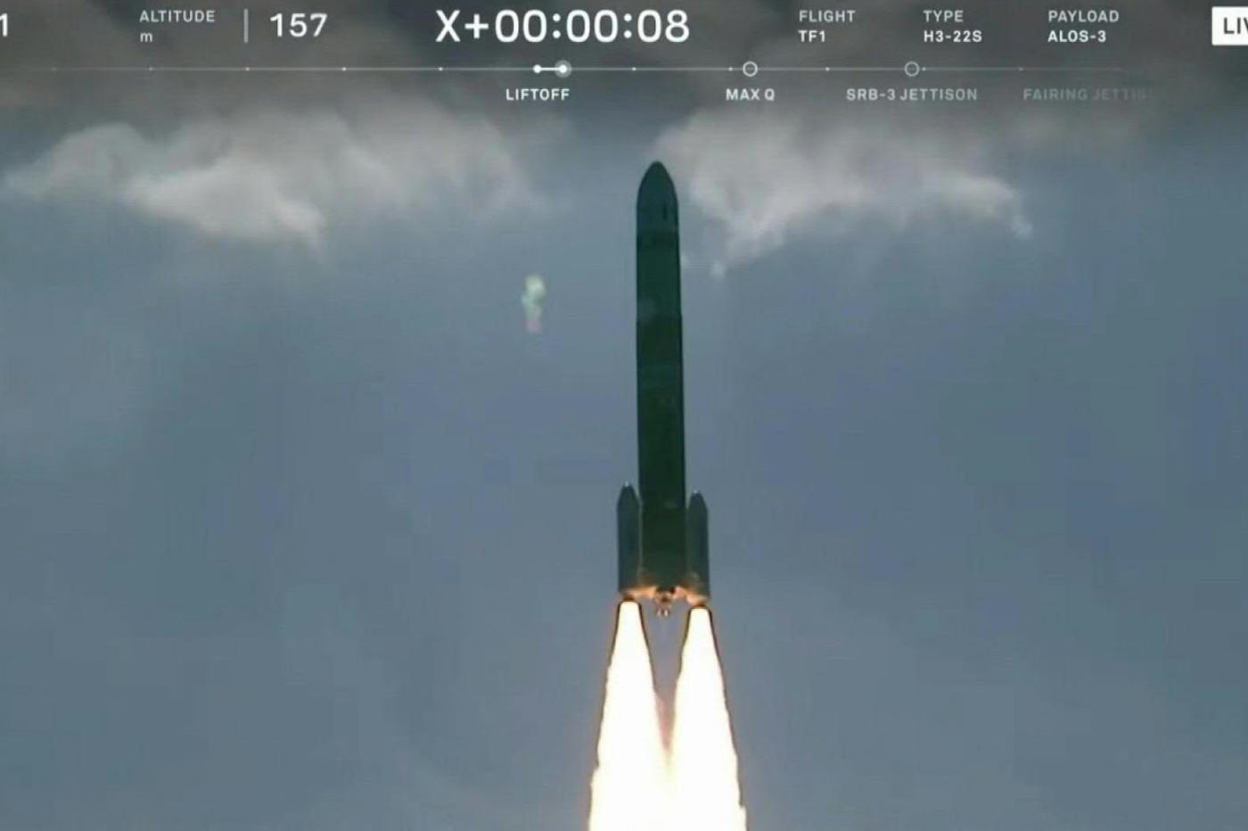 Le lanceur H3 de la JAXA après le décollage