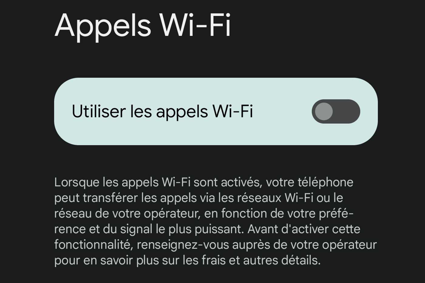 Google Pixel 7 Appels Wi-Fi