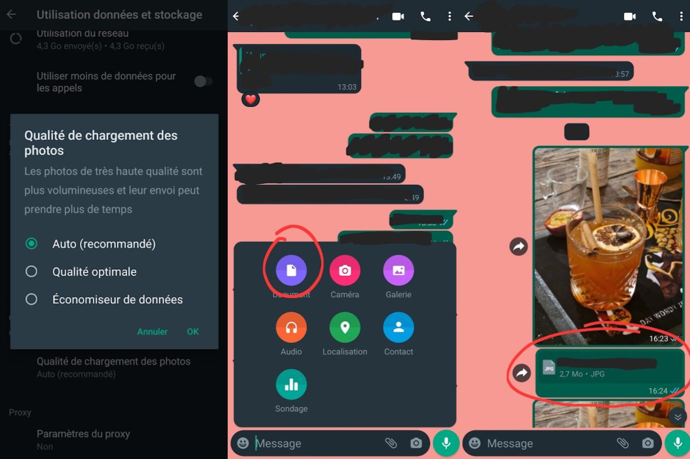 Whatsapp envoi photo compressée