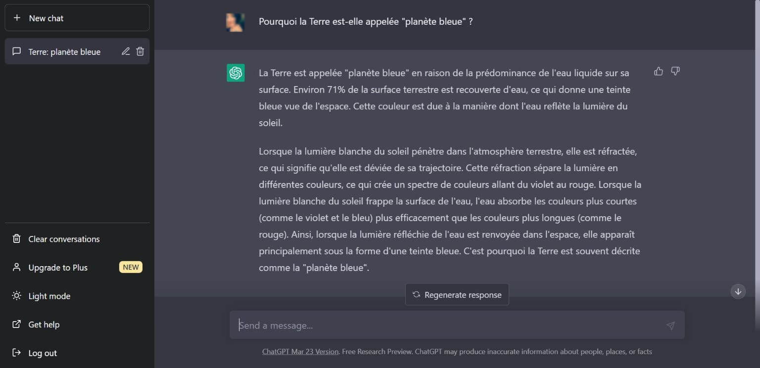 Conversation avec ChatGPT