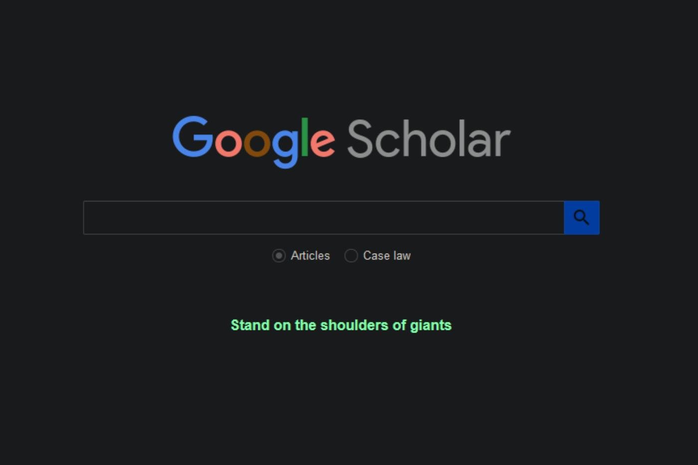 La page d'accueil de Google Scholar