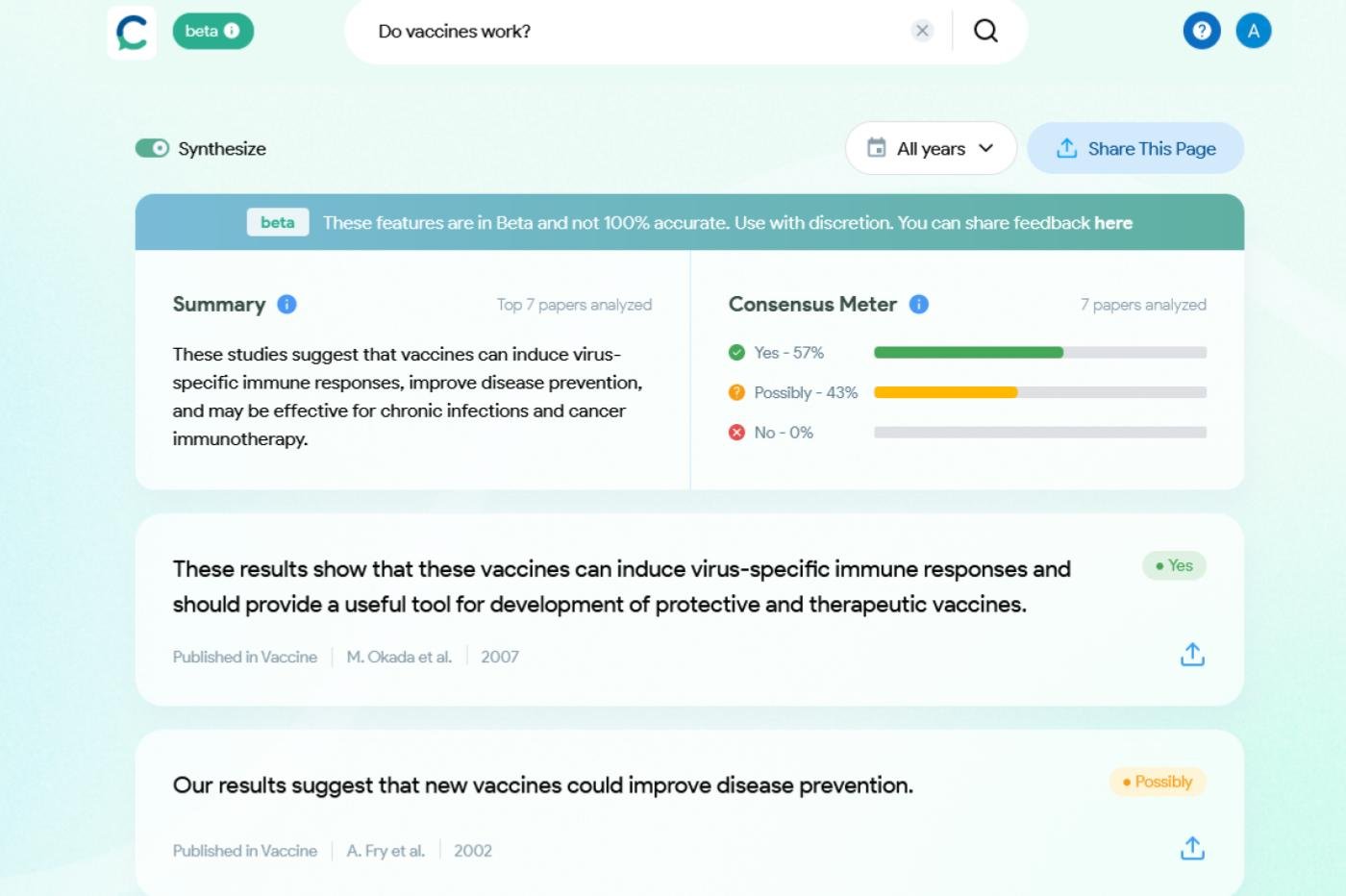 une recherche sur le moteur Consensus