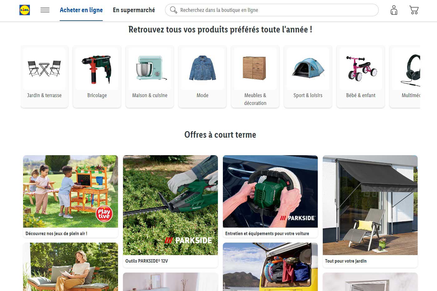 Page d'accueil du site de Lidl