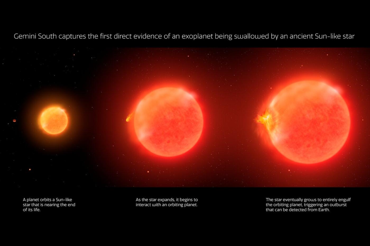 Une ifographie d'une planète avalée par une étoile