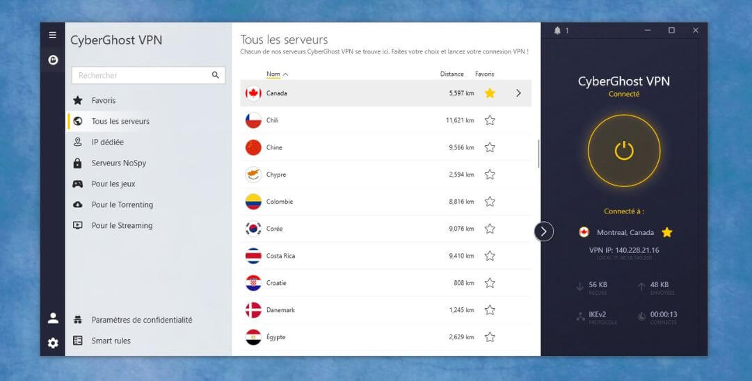 CyberGhost gratuit pour le Canada