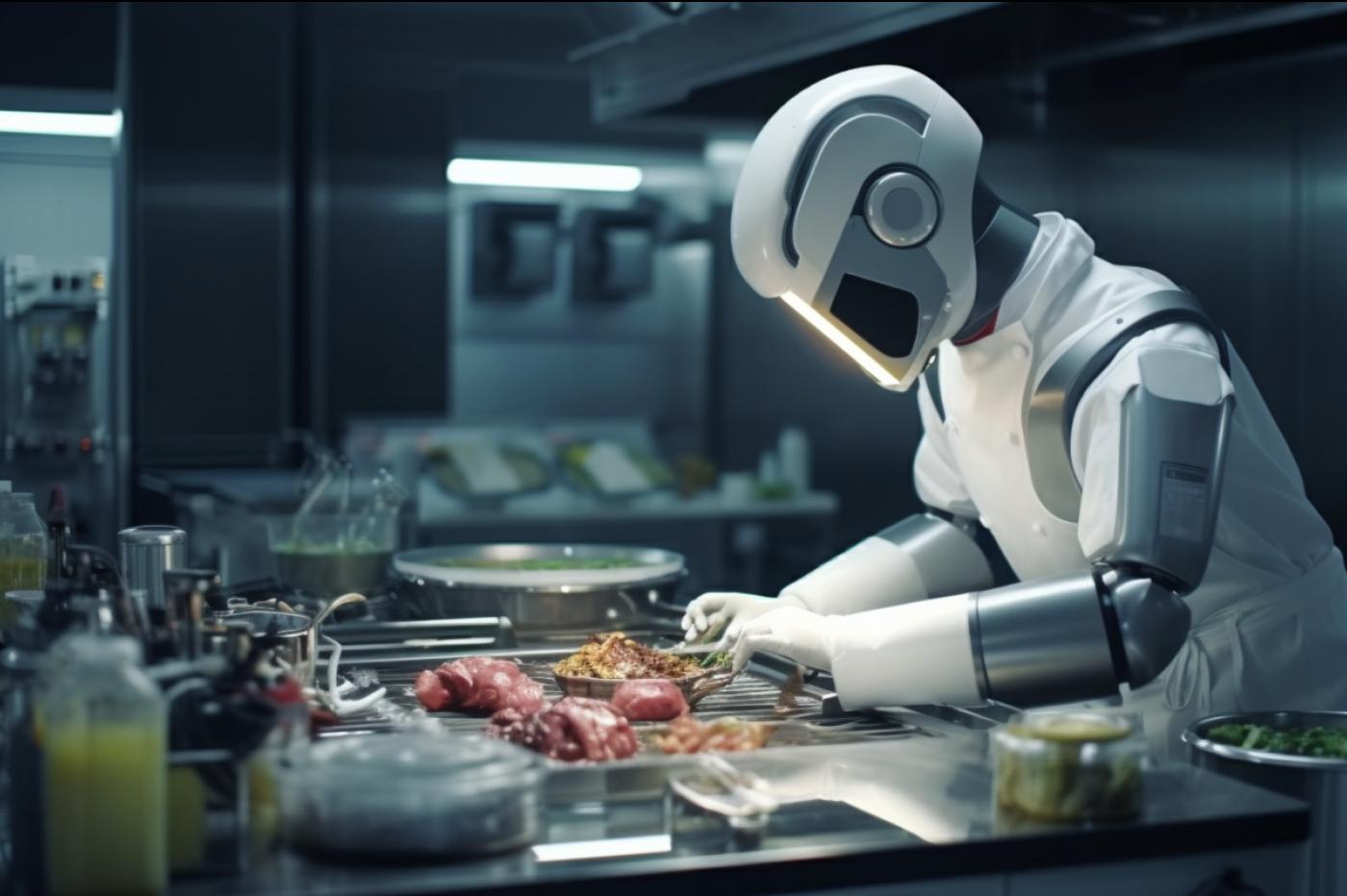 Un robot cuisinier généré par MidjourneyAI