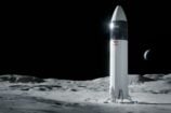 Un rendu du Starship HLS sur la Lune
